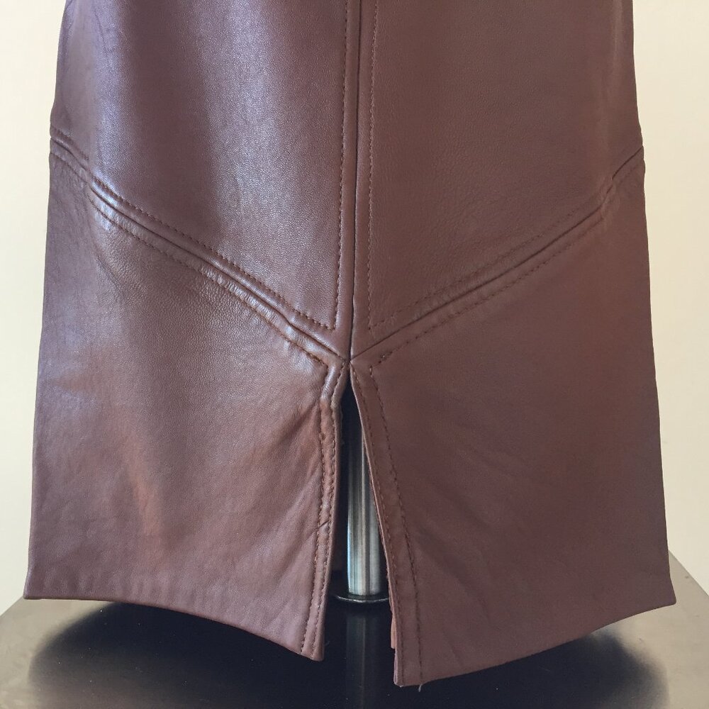 Vintage Noviello-Bloom Leather Brown Skirt